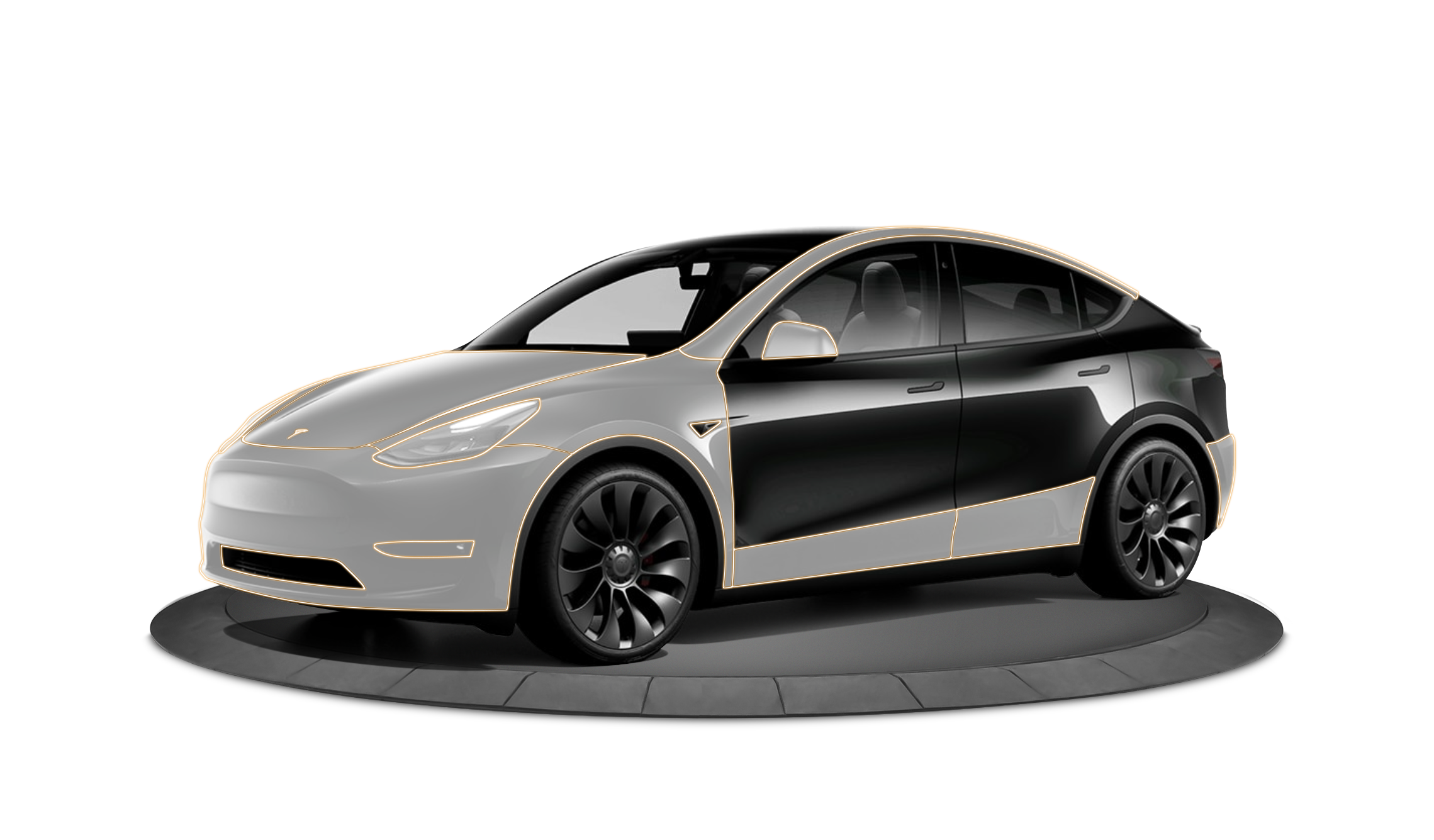 Tesla Model Y DIY Kit de couverture de zone à fort impact PPF prédécoupé